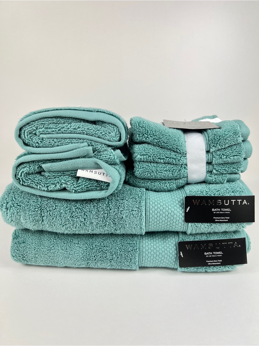 Wamsutta Bath Towel Set Teal Blue Premium Zero Twist Cotton Plush 8 Pc Set NEW